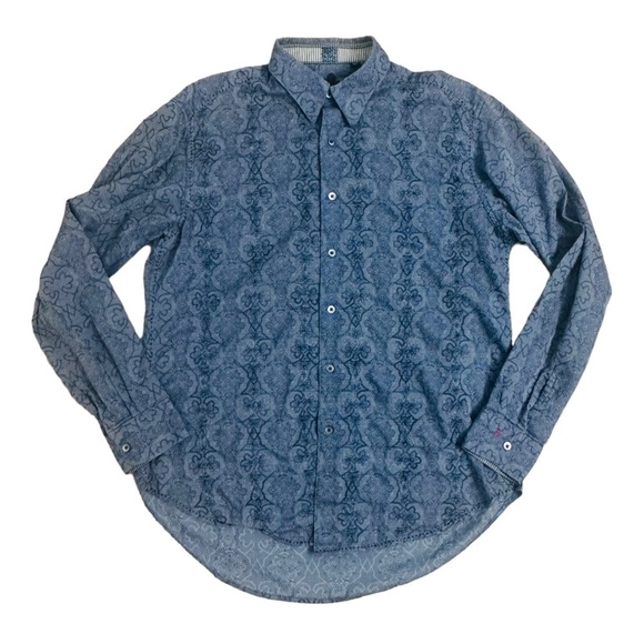 Robert Graham Shirt Button Up Men’s Blue Pattern Dress Work Casual Cotton Large - Picture 1 of 5